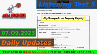 Test 5  City Transport Lost Property Enquiry ieltslistening ieltstest ieltspreparation [upl. by Ahselet]