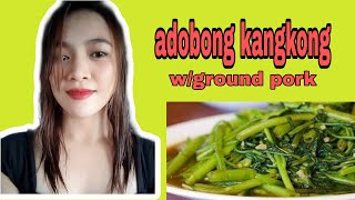 adobong kangkong wground pork panglasang pinoy recipe [upl. by Ahsuat]