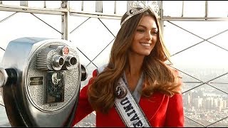 Demi Leigh NelPeters Miss Universo 2017 visita el Empire State en Nueva York  Diez Minutos [upl. by Hebbe]