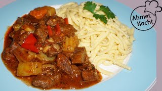 Gulasch mit Spätzle  Ahmet Kocht  kochen  Folge 271 [upl. by Piane]