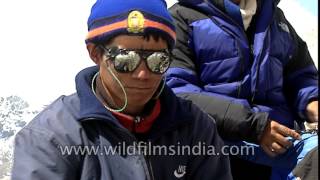 Sherpas check Koflach boots at Mount Everest Base Camp Nepal [upl. by Sucramrej]