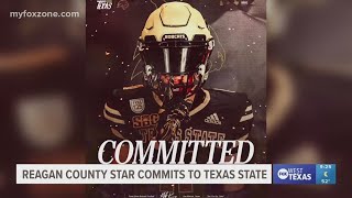 Reagan County star commits to Texas State football [upl. by Eelirak]