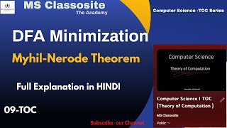 Myhill Nerode Theorem  Table Filling Method DFA Minimization in Hindi  TOC  gate net  L09 [upl. by Oech]