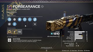 Arc Armamentarium Brave Forebearance God Roll Demolitionist Chain Reaction [upl. by Schweitzer]