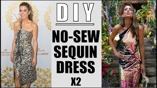 DIY How To Make 2 NO SEW Sequin Dresses RED CARPET  By Orly Shani [upl. by Neehahs]