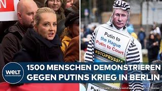 UKRAINEKRIEG 1500 Menschen gegen Putin Julia Nawalnaja führt AntiKriegsDemo in Berlin an [upl. by Samtsirhc]