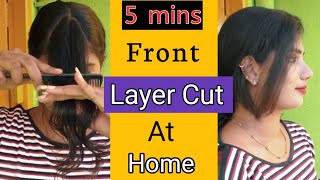 Easy To Do Front Layer Hair Cut✂ At Home In 5 Mins 😍  kanmani tips  Hair Cut [upl. by Nellda]