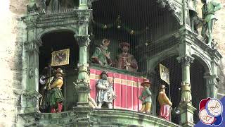 The RathausGlockenspiel Clock in Munich has a colorful animated display [upl. by Unity]