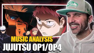 MUSIC DIRECTOR REACTS  Jujutsu Kaisen  OP 1 and OP 4 FULL [upl. by Gney]