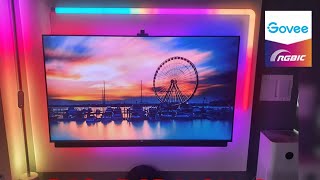 AMAZING TV BACKLIGHT LED STRIPS How to install LED light behind TV  Govee Immersion Ambient Kit [upl. by Namlas581]