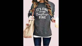 VILOVE Funny Sweatshirts for Women It‘s Fine I’m Fine Everything is Fine Shirtssweatshirts for women [upl. by Ahsyt]