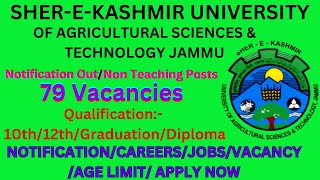 sherekashmir university jobs 2023  skuast jobs in jampk  sukast recruitment 2023 [upl. by Eenaej]