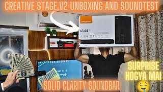 Creative Stage V2 21 Soundbar with Subwoofer Unboxing🔥soundbar unboxing creative Systumm 🔥👑 [upl. by Ahsenac]