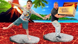 FLOOR is LAVA GAME MOM surprises Caleb amp Dad  Play New Family Game with Sharks Lava and PRIZES [upl. by Anairb]