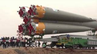 Expedition 27 Crew Prepares for Launch as their Soyuz Rocket Move to Launch Pad [upl. by Burgwell981]