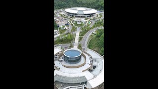 A UFOlike service area hidden in the mountains of Guizhou China china travel nature amazing [upl. by Hadnama570]