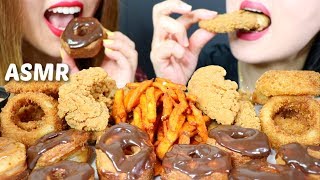 ASMR FRIED FOOD FEAST crunchy onion rings fried chicken cronuts fries 리얼사운드 먹방  KimampLiz ASMR [upl. by Waki905]