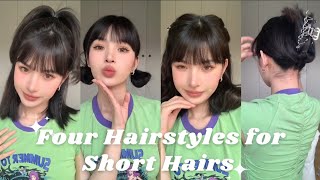 Back to school  4 Easy Hairstyles for Short Hair 💫 2023 hairstyles female [upl. by Oderfla774]