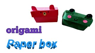 DIY MINI ORIGAMI PAPER STORAGE BOX  Paper Crafts For School  Paper box Frog amp Bear  paper craft [upl. by Ahcas]