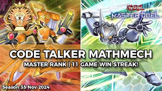 110 Streak Code Talker Mathmech Deck DiamondMaster Season 35  YuGiOh Master Duel [upl. by Acie737]