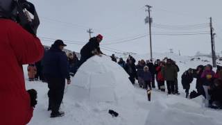 Igloo Building Contest in Iqaluit Toonik Tyme [upl. by Coben]