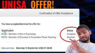 How to acceptdecline an Offer at UNISA for 2023 online UNISA 2023 Admissions [upl. by Chisholm729]