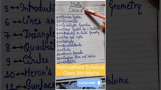 Class 9th Rationalised Syllabus  Class 9th All chapters maths class 9thclass 10th [upl. by Nirik]