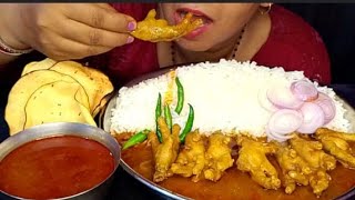 EATING RICE CHICKEN FEET CURRY 🤤EXTRA GRAVY 😋PAPAD SALAD 🥗 HOMEMADE FOOD EATING SHOW MUKBANG VIDEO [upl. by Jackson]