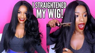 I Straightened My 20 Synthetic Wig w a HOT COMB Does It Work [upl. by Haskins313]