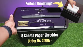 8 Sheets Paper Shredder Machine Review  Amazon Basics Paper Shredder under Rs 2000 techshek [upl. by Ayyidas]