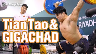 Tian Tao amp Gigachad  170kg Snatch Power Snatches Panda Pulls [upl. by Notnerb]