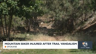 Mountain biker injured after trail vandalism [upl. by Qooraf284]