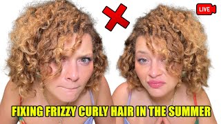 FIXING FRIZZY CURLY HAIR IN THE SUMMER a guide to refreshing [upl. by Luttrell]