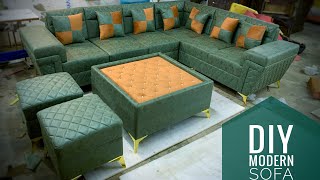 DIY modern design sofa  how to make corner sofa set [upl. by Yendirb]