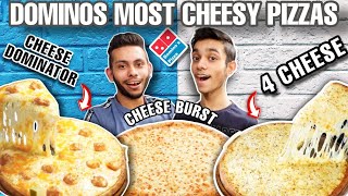 Dominos Most Cheesiest Pizza  4 Cheese Cheese Dominator Cheese Burst  Dominos India  NomBom [upl. by Idihsar451]