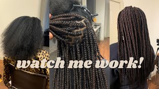 watch me work medium sized box braids 💁🏾‍♀️ [upl. by Winser]