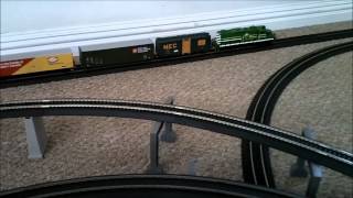 V60 Mehano Atlas and Model Power trains on power loc amp ez track [upl. by Nnairret965]