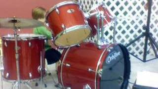 3 12 year old drum student plays Back in Black on Drums [upl. by Gerrald267]