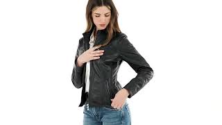 Giacca in pelle artigianale modello biker Iole colore nero da donna  Doppia Pelle [upl. by Feingold]