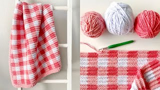 Crochet Ridged Lines Gingham Blanket [upl. by Oirotciv771]