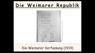 Weimarer Verfassung erklärt Weimarer Republik [upl. by Radmen73]