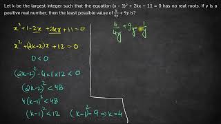 x  12  2kx  11  0 has no real roots  Quadratic  CAT 2023 Slot 2 Quant Solution  PYQs [upl. by Ahsima]