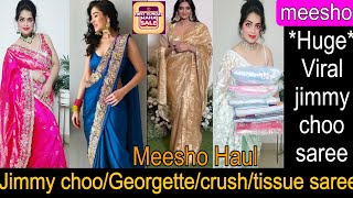 MEESHO JIMMY CHOO SAREE HAUL Viral Jimmy Choo Georgette Crush Saree meesho saree sareehaul [upl. by Elwaine]