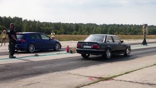 2014 VW Golf R Mk7 vs BMW 320i E30 28T 14 mile drag race [upl. by Latonia]