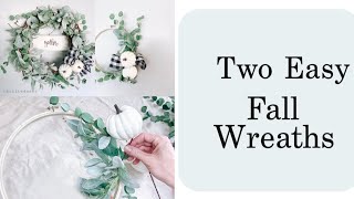 2 EASY DIY Farmhouse Fall Wreaths Embroidery Hoop and Grapevine Wreath Budget Tutorial [upl. by Llerret]