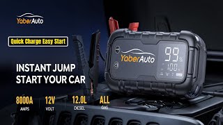 YaberAuto 8000A Jump Starter Quick Charge Easy Start [upl. by Fidole141]