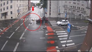 Electric scooter CRASH at crosswalk [upl. by Nelleus]