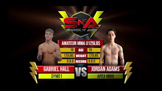 Shock N Awe 34  Jordan Adams vs Gabriel Hall Amateur Flyweight MMA [upl. by Egreog]