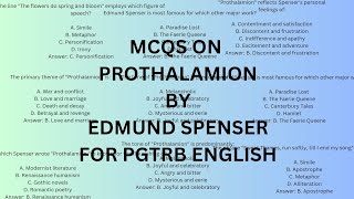 MCQS ON PROTHALAMION BY EDMUND SPENSER [upl. by Vassaux838]