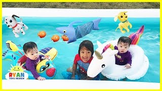 FAMILY FUN KIDS POOL PARTY with Giant Inflatable Float for Children [upl. by Weidner180]